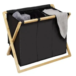 Wäschesammler 'Ecori' Bambus schwarz, braun 69 x 56,5 x 33 cm