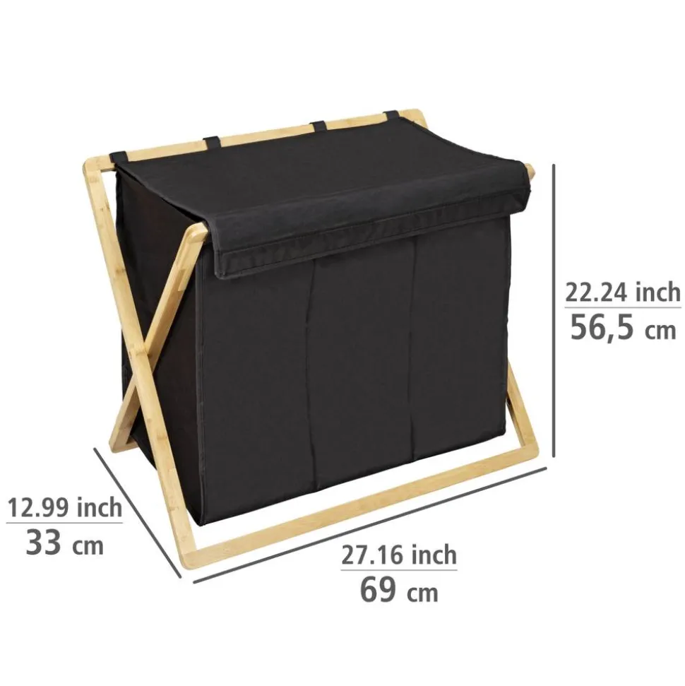 Wäschesammler 'Ecori' Bambus schwarz, braun 69 x 56,5 x 33 cm