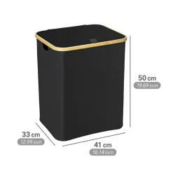 Wäschesammler 'Ecori' Bambus schwarz 41 x 50 x 33 cm