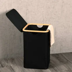 Wäschesammler Polyester schwarz 41 x 33 x 50 cm