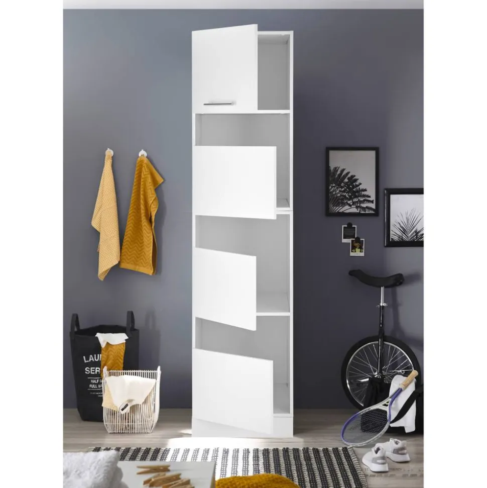 Wäscheschrank 'Clara 3' für Hauswirtschaftsraum weiß matt 50 x 200 x 67,6 cm