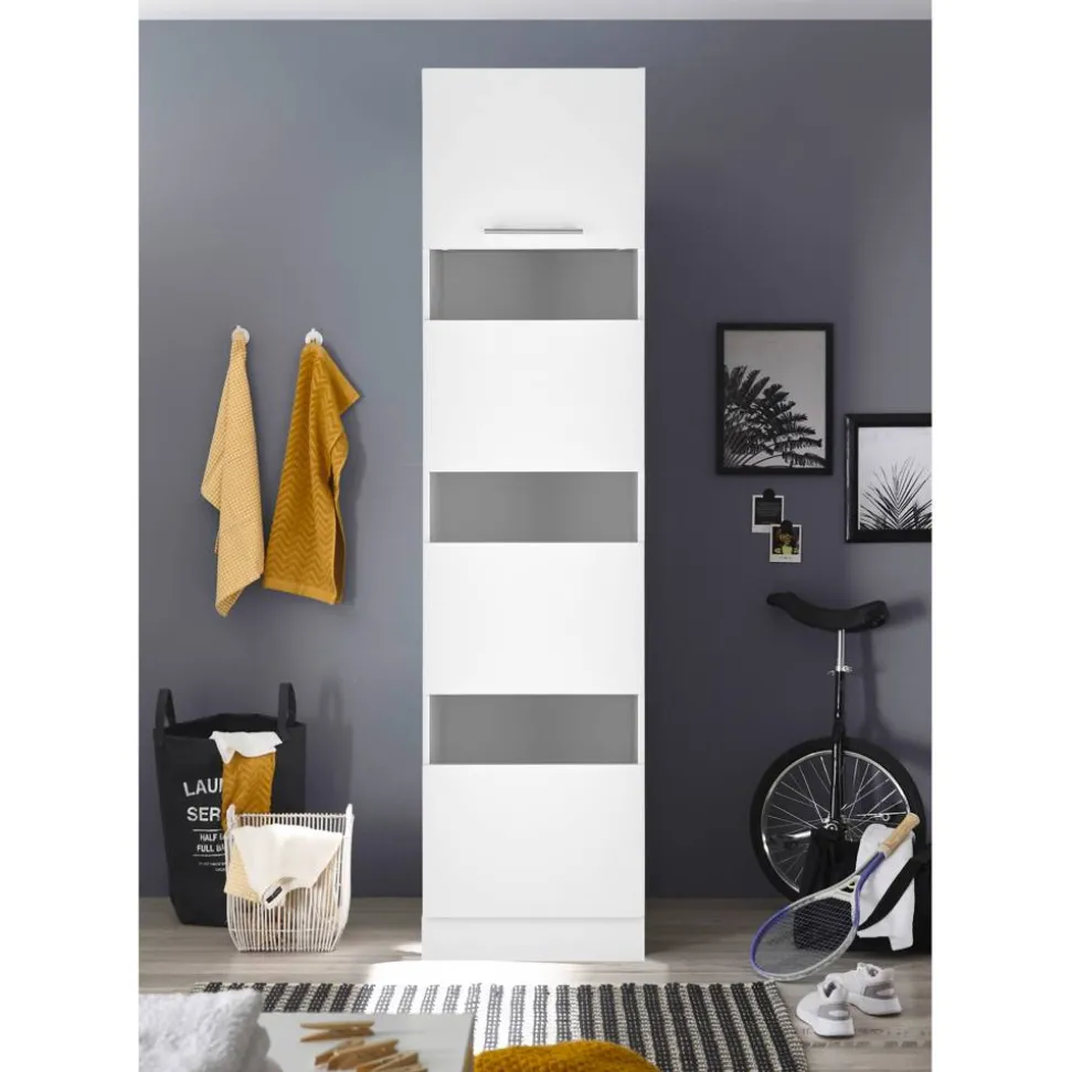 Wäscheschrank 'Clara 3' für Hauswirtschaftsraum weiß matt 50 x 200 x 67,6 cm