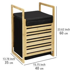 Wäschetruhe 'Ecori' Bambus, Polyester schwarz 40 x 60 x 35 cm