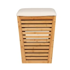 Wäschetruhe 'Bambusa' Bambus 55 l mit Sitzpolster 40 x 40 x 56 cm