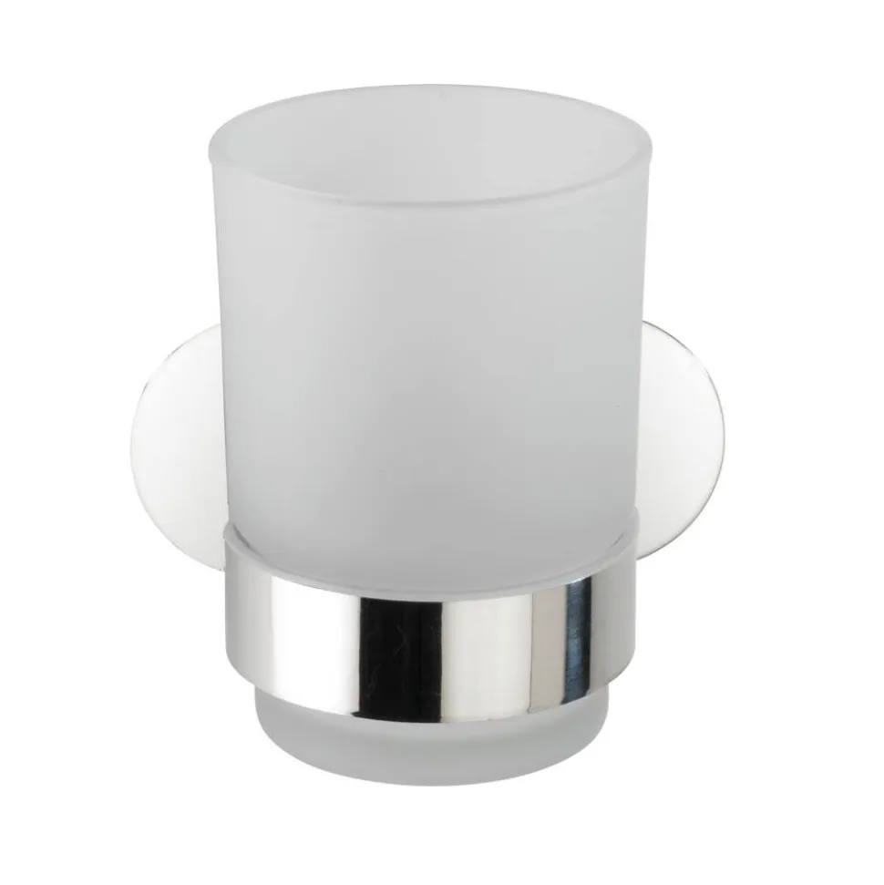 Zahnputzbecher 'Turbo-Loc Orea Shine' Glas satiniert, mit Halterung