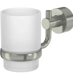 Zahnputzglas 'Scala' wandhängend rund nickelfarben/weiß