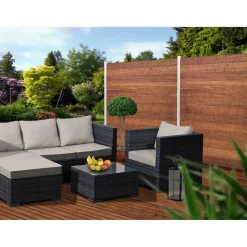 Zaun-Komplettset 'Batu Line' Bambus mit Pfosten eloxiert zum Aufschrauben 981 x 180 cm