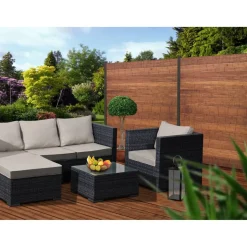 Zaun-Komplettset 'Batu Line' Bambus mit Pfosten anthrazit zum Einbetonieren 591 x 180 cm
