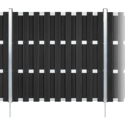 Zaun-Komplettset 'Milano Line' WPC anthrazit mit Pfosten zum Einbetonieren 942 x 180 cm