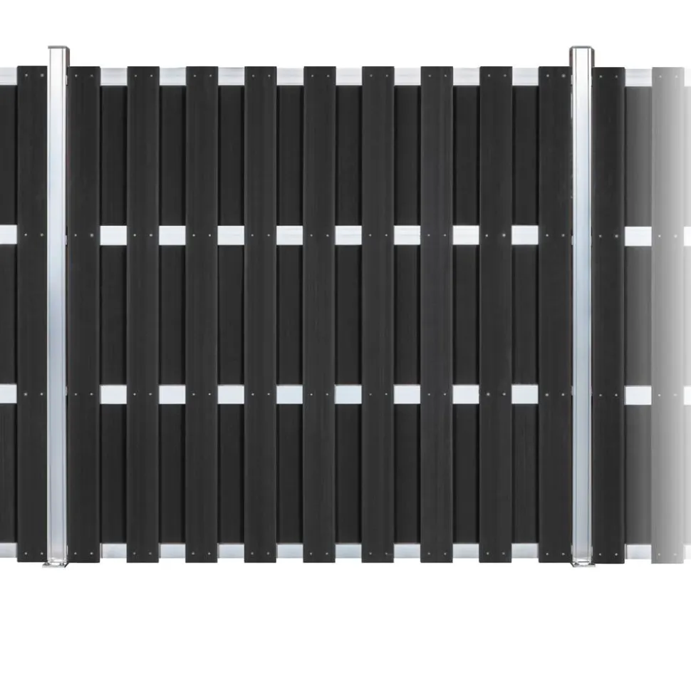 Zaun-Komplettset 'Milano Line' WPC anthrazit mit Pfosten zum Aufschrauben 568 x 180 cm