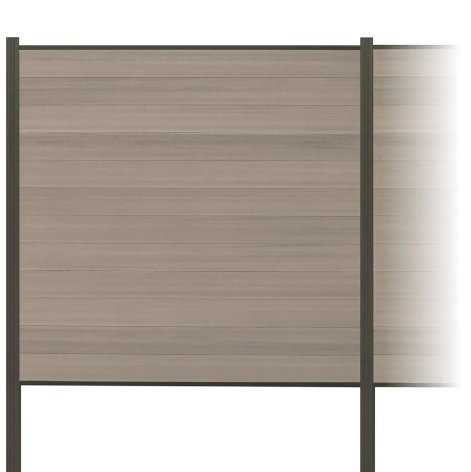 Zaun-Komplettset 'Roma Line' WPC schilf mit Pfosten anthrazit zum Einbetonieren 565 x 180 cm