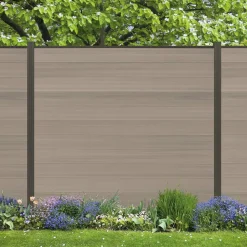Zaun-Komplettset 'Roma Line' WPC schilf mit Pfosten anthrazit zum Einbetonieren 565 x 180 cm