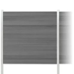 Zaun-Komplettset 'Roma Line' WPC grau mit Pfosten eloxiert zum Einbetonieren 565 x 180 cm