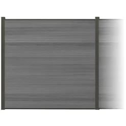 Zaun-Komplettset 'Roma Line' WPC grau mit Pfosten anthrazit zum Aufschrauben 751 x 180 cm