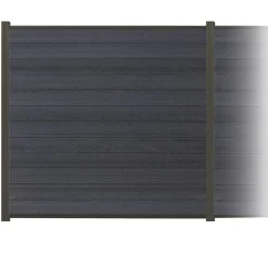 Zaun-Komplettset 'Roma Line' WPC anthrazit mit Pfosten zum Aufschrauben 939 x 18 cm