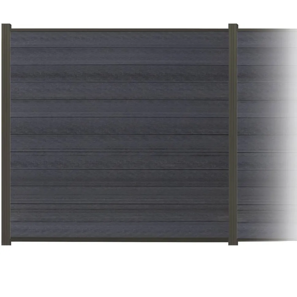 Zaun-Komplettset 'Roma Line' WPC anthrazit mit Pfosten zum Aufschrauben 939 x 18 cm