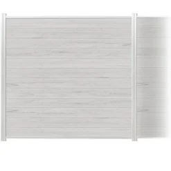 Zaun-Komplettset 'Roma Line' WPC beige mit Pfosten eloxiert zum Aufschrauben 565 x 180 cm