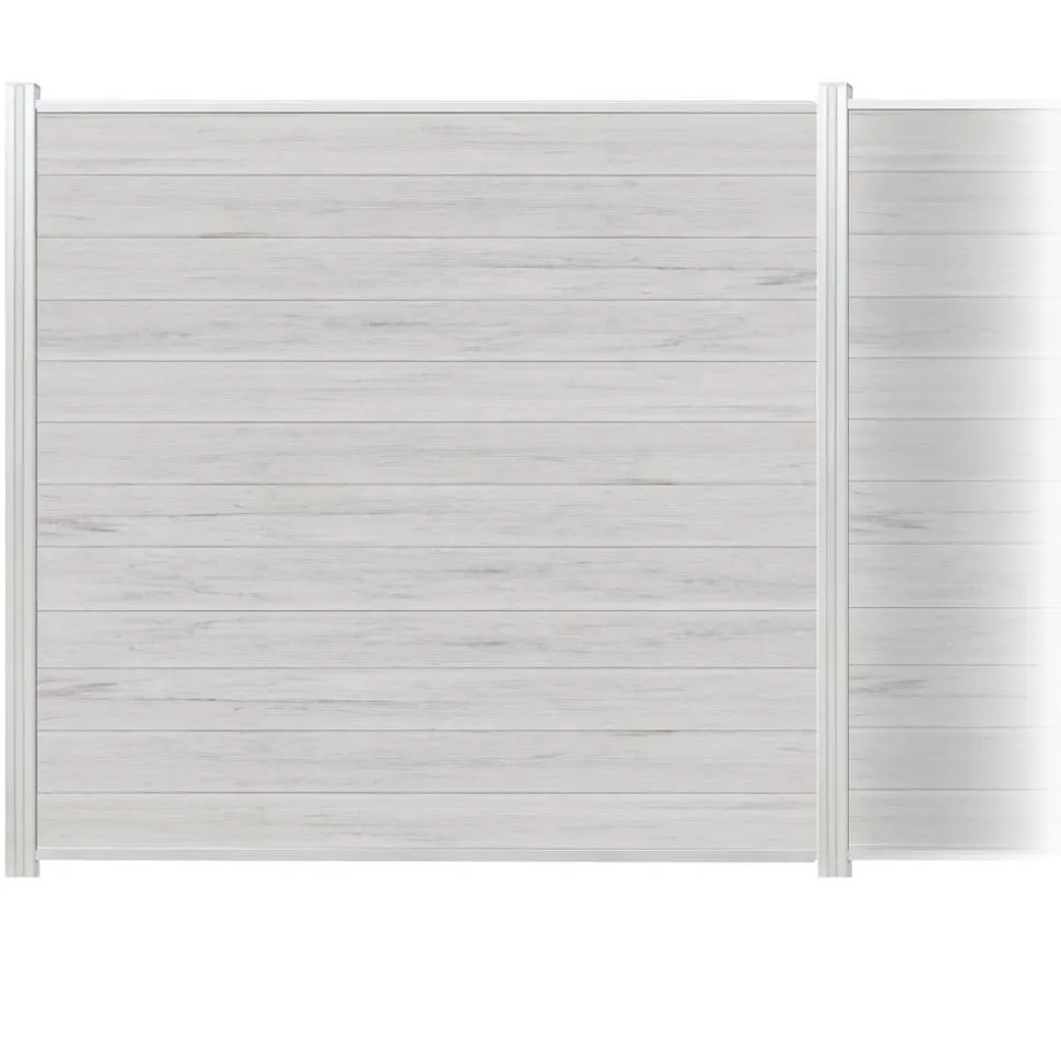 Zaun-Komplettset 'Roma Line' WPC beige mit Pfosten eloxiert zum Aufschrauben 565 x 180 cm