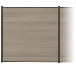 Zaun-Komplettset 'Roma Line' WPC schilf mit Pfosten anthrazit zum Aufschrauben 565 x 180 cm