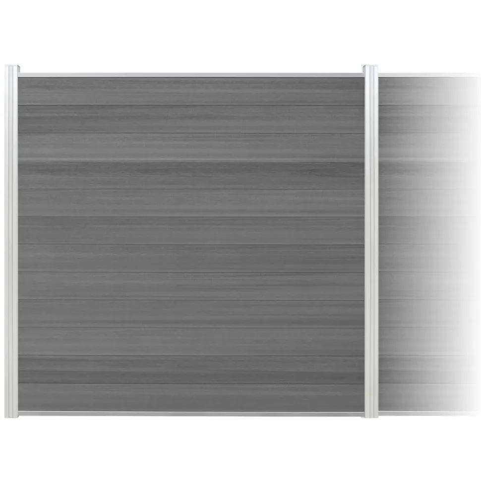 Zaun-Komplettset 'Roma Line' WPC grau mit Pfosten eloxiert zum Aufschrauben 565 x 180 cm