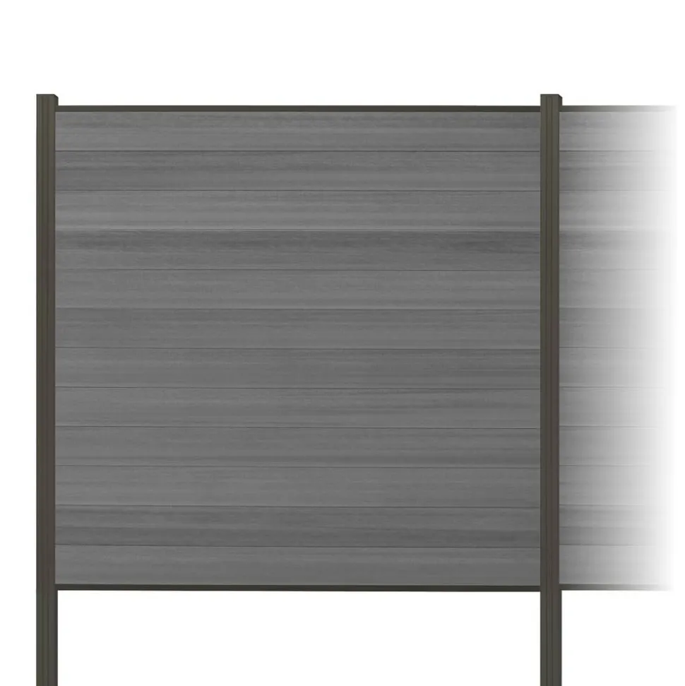 Zaun-Komplettset 'Roma Line' WPC grau mit Pfosten anthrazit zum Einbetonieren 939 x 180 cm