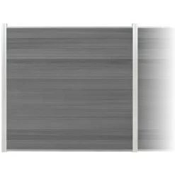 Zaun-Komplettset 'Roma Line' WPC grau mit Pfosten eloxiert zum Aufschrauben 939 x 180 cm