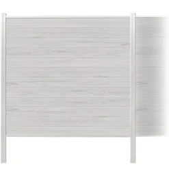 Zaun-Komplettset 'Roma Line' WPC beige mit Pfosten eloxiert zum Einbetonieren 565 x 180 cm