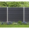 Zaun-Komplettset 'Roma Line' WPC anthrazit mit Pfosten eloxiert zum Aufschrauben 565 x 18 cm