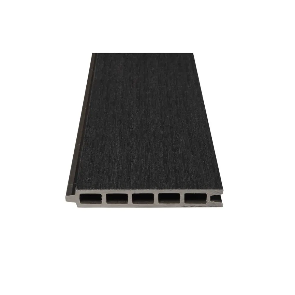 Zaun-Komplettset 'Roma Line' WPC anthrazit mit Pfosten eloxiert zum Aufschrauben 565 x 18 cm