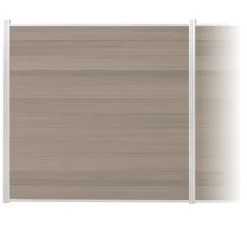 Zaun-Komplettset 'Roma Line' WPC schilf mit Pfosten eloxiert zum Aufschrauben 565 x 180 cm