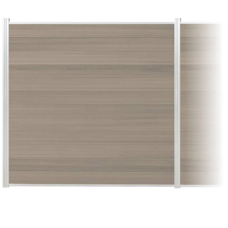 Zaun-Komplettset 'Roma Line' WPC schilf mit Pfosten eloxoiert zum Aufschrauben 751 x 180 cm