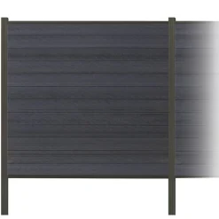 Zaun-Komplettset 'Roma Line' WPC anthrazit mit Pfosten zum Einbetonieren 565 x 180 cm