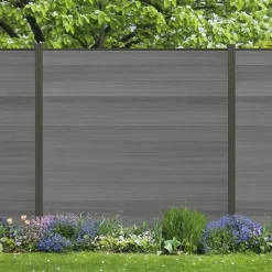 Zaun-Komplettset 'Roma Line' WPC grau mit Pfosten anthrazit zum Aufschrauben 565 x 180 cm
