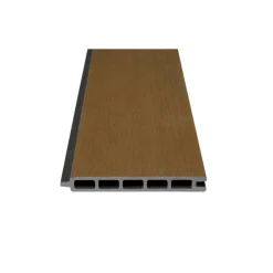 Zaun-Komplettset 'Roma Line' WPC teak mit Pfosten anthrazit zum Einbetonieren 939 x 180 cm