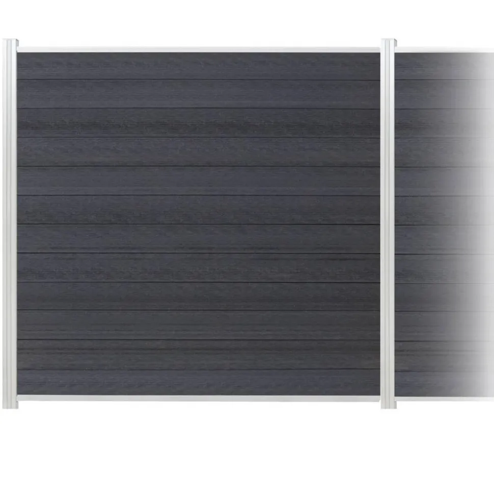 Zaun-Komplettset 'Roma Line' WPC anthrazit mit Pfosten eloxiert zum Aufschrauben 939 x 18 cm