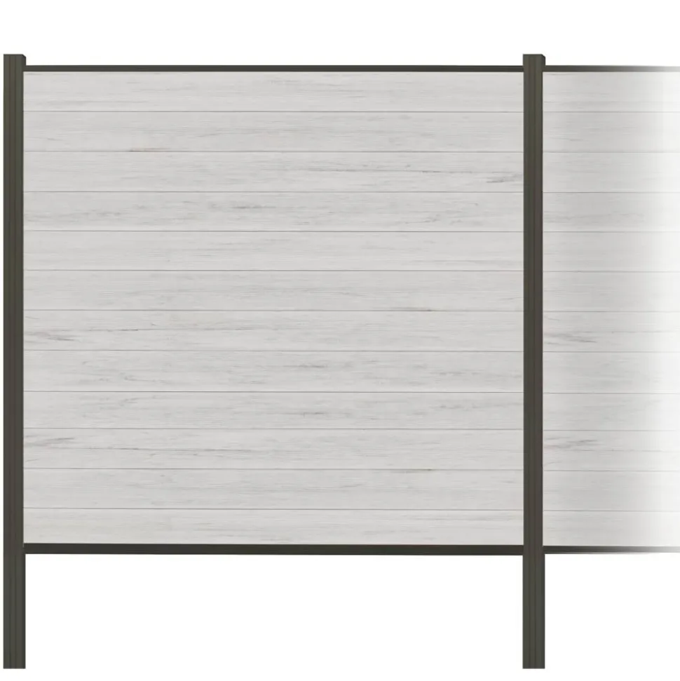 Zaun-Komplettset 'Roma Line' WPC beige mit Pfosten anthrazit zum Einbetonieren 751 x 180 cm