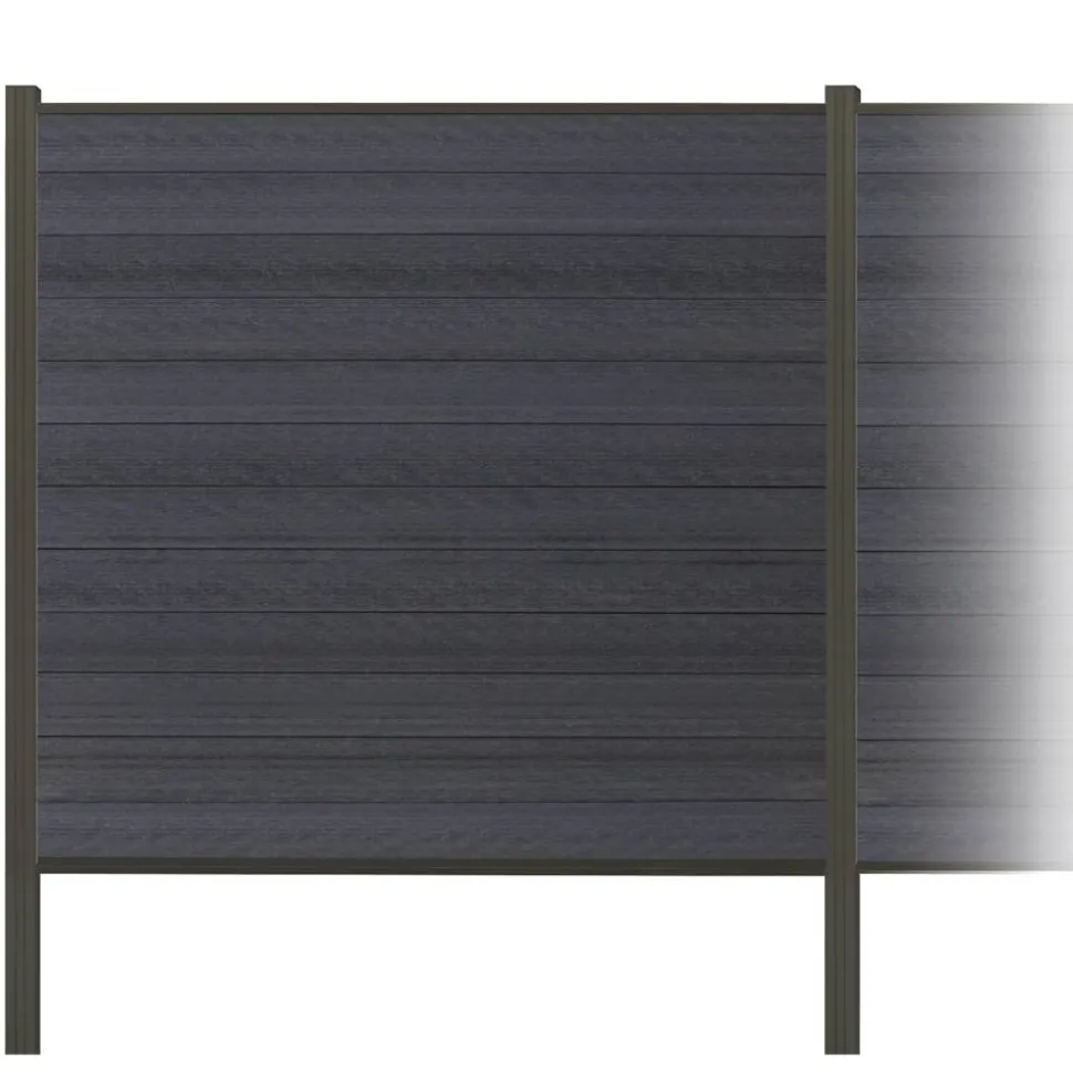 Zaun-Komplettset 'Roma Line' WPC anthrazit mit Pfosten zum Einbetonieren 751 x 180 cm