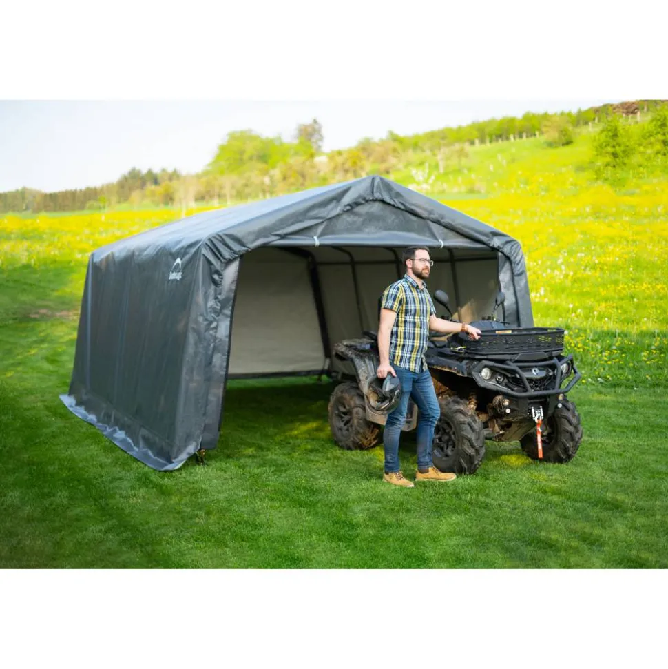 Zeltgarage grau Polyethylen 490 x 370 x 260 cm