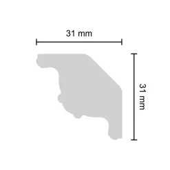 Zierprofil 'Denise' Blumenmuster weiß 200 x 3,1 x 3,1 cm