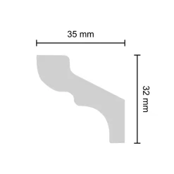Zierprofil 'Stella' strukturiert weiß 200 x 3,5 x 3,2 cm 2 Stück