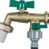 Zweiwege-Kugelauslaufventil mit Schlauchverschraubung Messing 3/4"