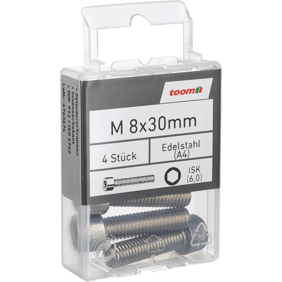Zylinderschrauben ISK 6,0 Edelstahl M8 x 30 mm 4 Stück